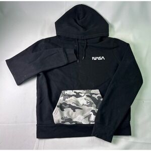 NASA Primark Black Camo Pocket Hoodie Sweatshirt Size XS